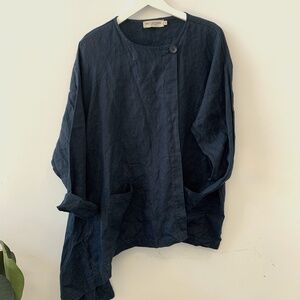 Ivan Grundahl one Button Top Jacket Long Sleeves Drop Asymmetrical Side Detail